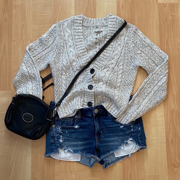 America Eagle Grey Knit Cardigan XS